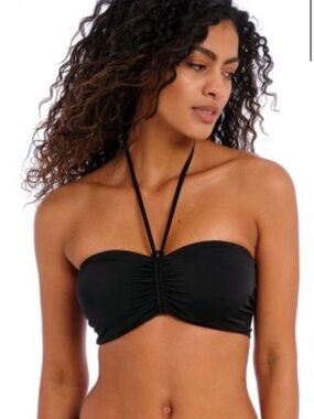 Freya Black Bandeau Halter Bikini Top